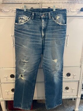 Lee Distressed Medium Blue Straight Jeans